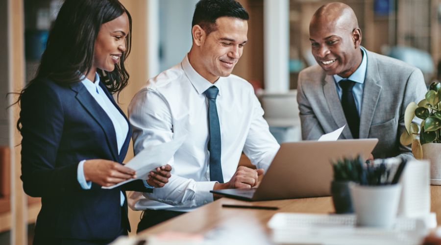 office professionals going over data